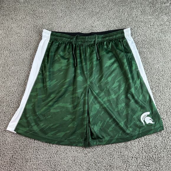 Michigan State Spartans Basketball Shorts Mens 2XL Green Drawstring ProEdge - Picture 1 of 9
